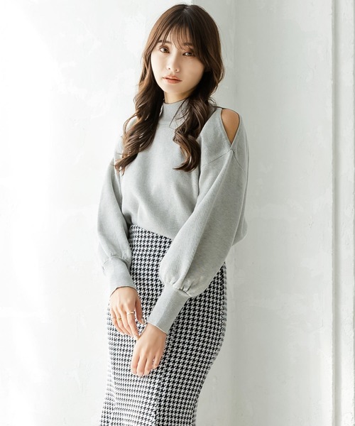 Julia Boutique（ジュリアブティック）の「千鳥格子柄ハイウエストマーメイドスカート/22620（スカート・レディース・ベージュ/ブラック・ONE）」の5枚目の写真
