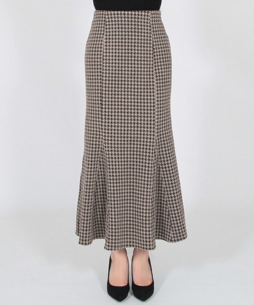 Julia Boutique（ジュリアブティック）の「千鳥格子柄ハイウエストマーメイドスカート/22620（スカート・レディース・ベージュ/ブラック・ONE）」の10枚目の写真