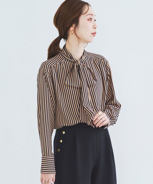 le.coeur blanc(ルクールブラン)の「ストライプボウタイブラウスⅡ(シャツ/ブラウス・レディース・ベージュ系その他2/ブルー系その他4・38)」の14枚目の写真