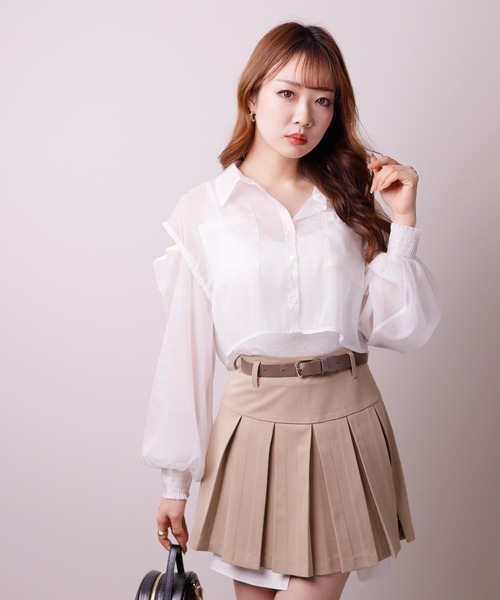 LIPSERVICE（リップサービス）の「マルチスリーブシアーシャツ（シャツ/ブラウス・レディース・ブルー/ブラック/ホワイト・M/S）」の4枚目の写真