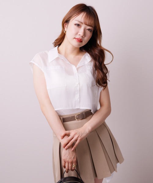 LIPSERVICE（リップサービス）の「マルチスリーブシアーシャツ（シャツ/ブラウス・レディース・ブルー/ブラック/ホワイト・M/S）」の7枚目の写真