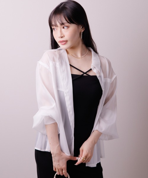 LIPSERVICE（リップサービス）の「マルチスリーブシアーシャツ（シャツ/ブラウス・レディース・ブルー/ブラック/ホワイト・M/S）」の10枚目の写真