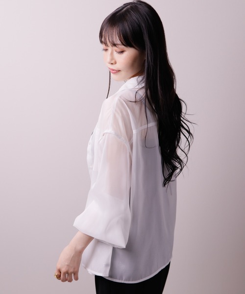 LIPSERVICE（リップサービス）の「マルチスリーブシアーシャツ（シャツ/ブラウス・レディース・ブルー/ブラック/ホワイト・M/S）」の11枚目の写真