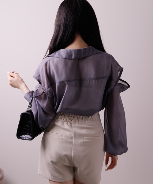 LIPSERVICE（リップサービス）の「マルチスリーブシアーシャツ（シャツ/ブラウス・レディース・ブルー/ブラック/ホワイト・M/S）」の18枚目の写真