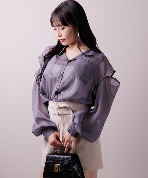 LIPSERVICE（リップサービス）の「マルチスリーブシアーシャツ（シャツ/ブラウス・レディース・ブルー/ブラック/ホワイト・M/S）」の19枚目の写真