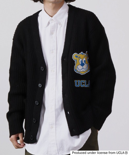 UCLA(ユーシーエルエー)の「UCLA ベアーワッペン付きルーズサイズカーディガン(カーディガン/ボレロ・メンズ・グレイッシュベージュ/ブラック/ネイビー/マスタード/グリーン・L/M)」の13枚目の写真