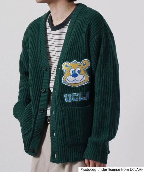 UCLA(ユーシーエルエー)の「UCLA ベアーワッペン付きルーズサイズカーディガン(カーディガン/ボレロ・メンズ・グレイッシュベージュ/ブラック/ネイビー/マスタード/グリーン・L/M)」の21枚目の写真