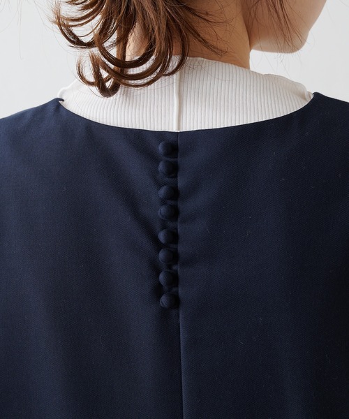 PUAL CE CIN(ピュアルセシン)の「TRキーネックワンピース(ジャンパースカート・レディース・ネイビー/ベージュ・FREE)」の12枚目の写真