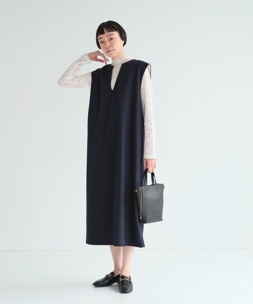 PUAL CE CIN(ピュアルセシン)の「TRキーネックワンピース(ジャンパースカート・レディース・ネイビー/ベージュ・FREE)」の20枚目の写真