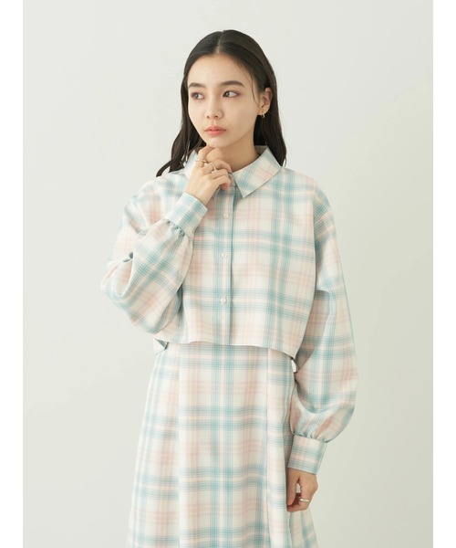 earth music&ecology(アースミュージックアンドエコロジー)の「CHECKショートシャツジャケット(ブルゾン・レディース・グリーン系その他2/ブルー系その他4・FREE)」の5枚目の写真