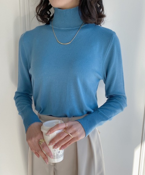thank U more（サンキューモア）の「ハイネック タートル ニット プルオーバー（ニット/セーター・レディース・ブラック/ホワイト/ライトブルー/ライトイエロー/キャメル・FREE）」の13枚目の写真