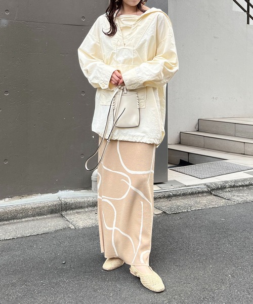 CAPRICIEUX LE'MAGE（カプリシューレマージュ）の「ラインジャガードスカート（スカート・レディース・チャコールグレー/ベージュ・FREE）」の7枚目の写真