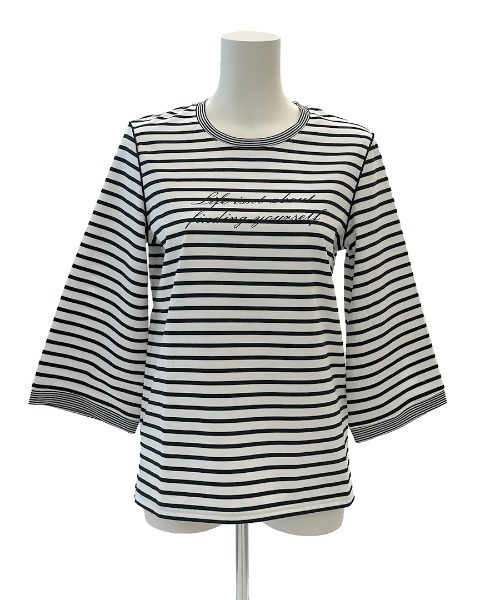 BDONNA(ビドンナ)の「compRession jersey ボーダー カットソー(Tシャツ/カットソー・レディース・ホワイト×ライトグレー/ホワイト×ブラック・MEDIUM)」の12枚目の写真