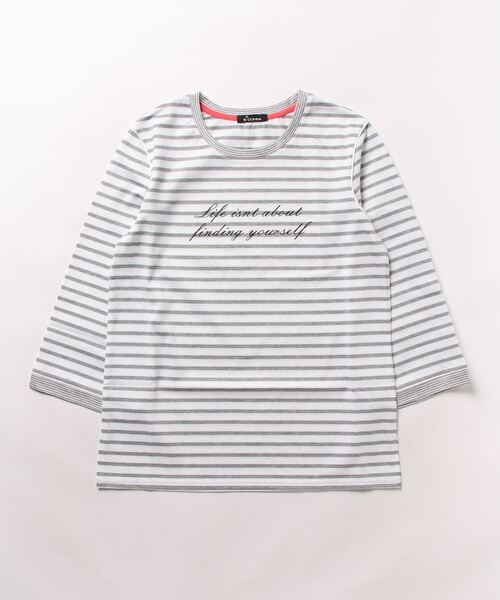 BDONNA(ビドンナ)の「compRession jersey ボーダー カットソー(Tシャツ/カットソー・レディース・ホワイト×ライトグレー/ホワイト×ブラック・MEDIUM)」の5枚目の写真