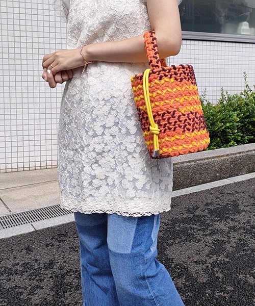 Casselini（キャセリーニ）の「Casselini(キャセリーニ)ロープバッグ（ハンドバッグ・レディース・オレンジ/ブルー/アイボリー・FREE）」の13枚目の写真