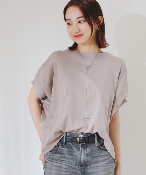 B:MING by BEAMS（ビーミングバイビームス）の「B:MING by BEAMS / シルケット フォルム プルオーバー（Tシャツ/カットソー・レディース・モカ/チャコールグレー/オフホワイト・FREE）」の3枚目の写真