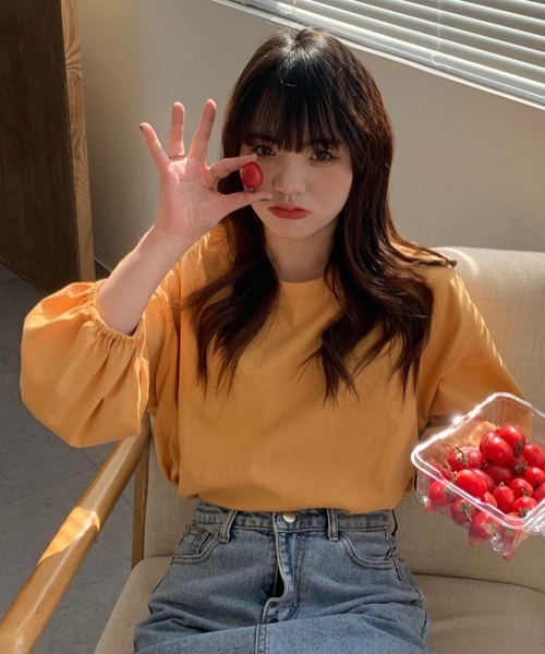.KOM(ドットコム)の「A'GEM/9 × .kom『.kom/ドットケーオーエム』 パフ袖ブラウス(Tシャツ/カットソー・レディース・ライトブルー/ホワイト/ピンク/ライトグリーン/マスタード・FREE)」の4枚目の写真