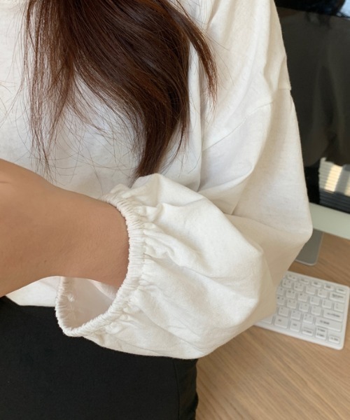 .KOM(ドットコム)の「A'GEM/9 × .kom『.kom/ドットケーオーエム』 パフ袖ブラウス(Tシャツ/カットソー・レディース・ライトブルー/ホワイト/ピンク/ライトグリーン/マスタード・FREE)」の9枚目の写真