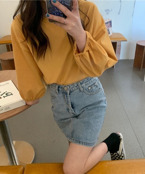 .KOM(ドットコム)の「A'GEM/9 × .kom『.kom/ドットケーオーエム』 パフ袖ブラウス(Tシャツ/カットソー・レディース・ライトブルー/ホワイト/ピンク/ライトグリーン/マスタード・FREE)」の21枚目の写真