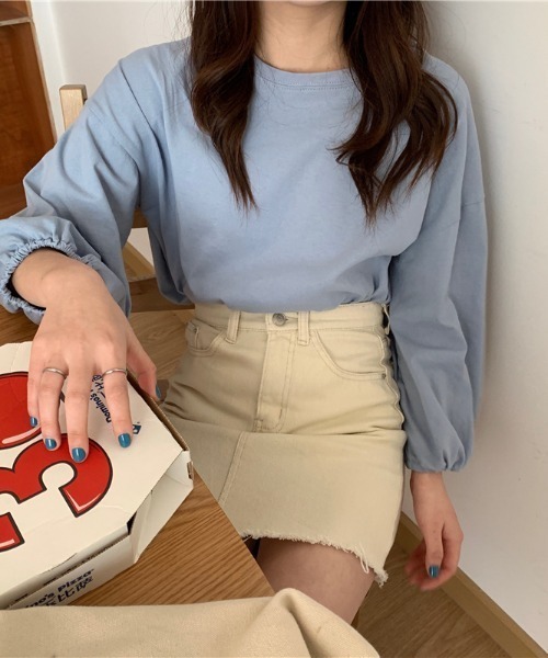 .KOM(ドットコム)の「A'GEM/9 × .kom『.kom/ドットケーオーエム』 パフ袖ブラウス(Tシャツ/カットソー・レディース・ライトブルー/ホワイト/ピンク/ライトグリーン/マスタード・FREE)」の14枚目の写真