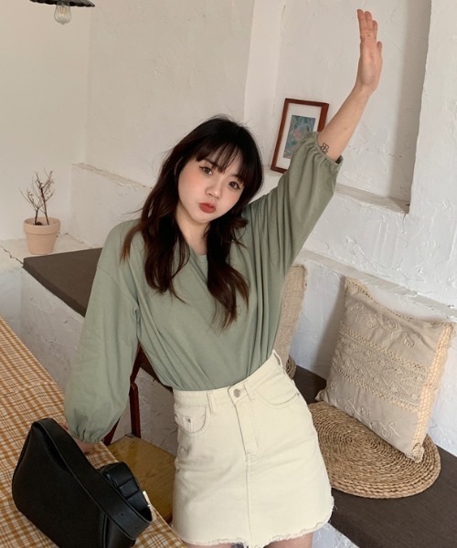 .KOM(ドットコム)の「A'GEM/9 × .kom『.kom/ドットケーオーエム』 パフ袖ブラウス(Tシャツ/カットソー・レディース・ライトブルー/ホワイト/ピンク/ライトグリーン/マスタード・FREE)」の10枚目の写真