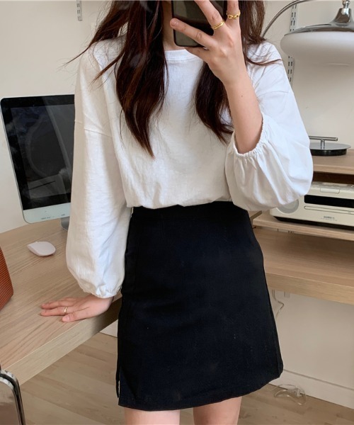 .KOM(ドットコム)の「A'GEM/9 × .kom『.kom/ドットケーオーエム』 パフ袖ブラウス(Tシャツ/カットソー・レディース・ライトブルー/ホワイト/ピンク/ライトグリーン/マスタード・FREE)」の7枚目の写真