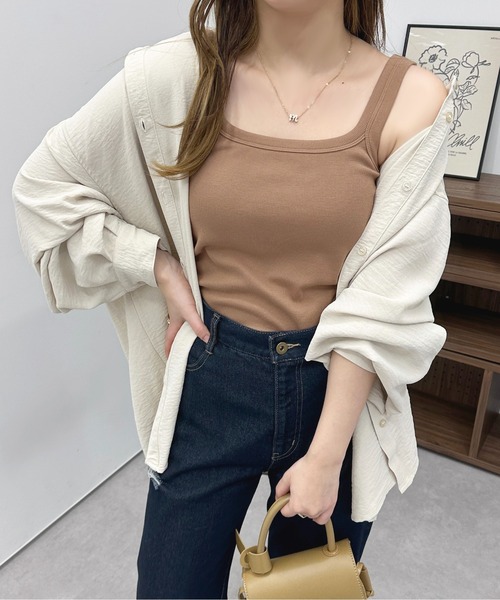 apres jour（アプレジュール）の「カップ付きタンクインナー【ZOZOTOWN限定アイテム】（タンクトップ・レディース・ライトブラウン/ライトベージュ/ブラック/ミント/オフホワイト・X-LARGE/フリー）」の6枚目の写真