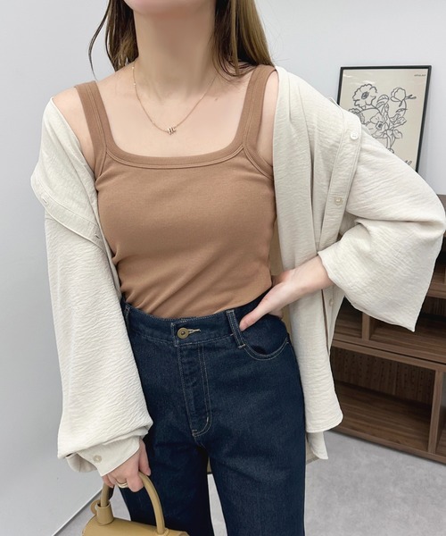 apres jour（アプレジュール）の「カップ付きタンクインナー【ZOZOTOWN限定アイテム】（タンクトップ・レディース・ライトブラウン/ライトベージュ/ブラック/ミント/オフホワイト・X-LARGE/フリー）」の8枚目の写真