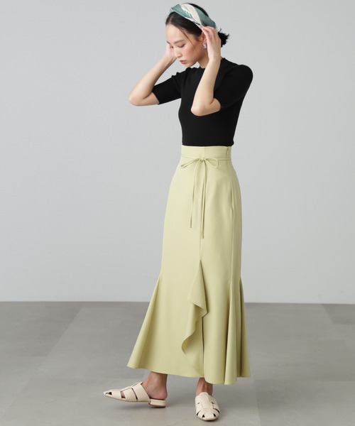 FREE'S MART(フリーズマート)の「◆【3サイズ展開XS-M】ハイウエストラッフルフロントスリットマーメイドスカート【低身長サイズ有】(スカート・レディース・ブラック/ベージュ/イエロー・SMALL/MEDIUM/X-SMALL)」の8枚目の写真