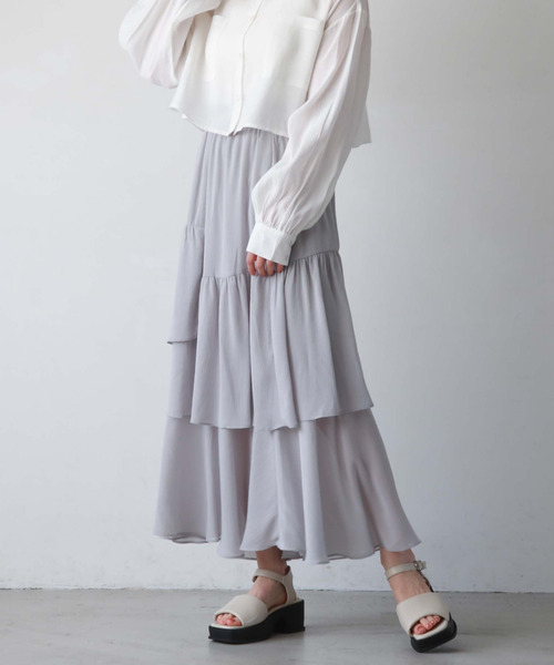 archives(アルシーヴ)の「【EC限定アイテム】ランダムティアードスカート/(スカート・レディース・アイボリー/ブルーグレー/オレンジ/シルバーグレー/ブラック・MEDIUM)」の4枚目の写真