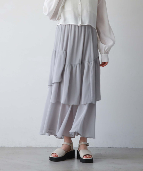 archives(アルシーヴ)の「【EC限定アイテム】ランダムティアードスカート/(スカート・レディース・アイボリー/ブルーグレー/オレンジ/シルバーグレー/ブラック・MEDIUM)」の16枚目の写真