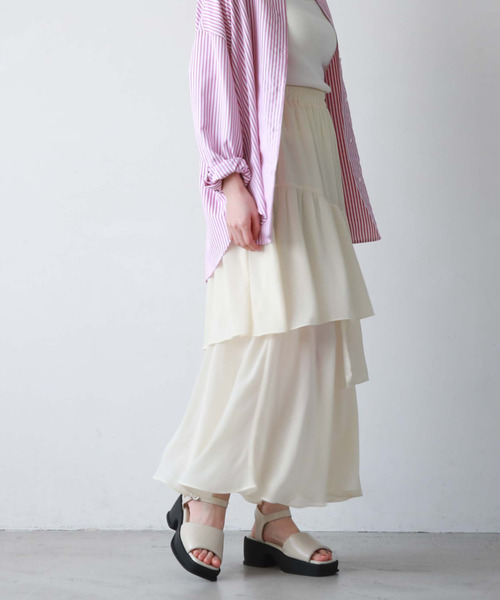 archives(アルシーヴ)の「【EC限定アイテム】ランダムティアードスカート/(スカート・レディース・アイボリー/ブルーグレー/オレンジ/シルバーグレー/ブラック・MEDIUM)」の6枚目の写真