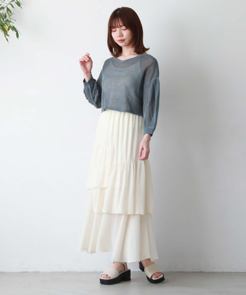 archives(アルシーヴ)の「【EC限定アイテム】ランダムティアードスカート/(スカート・レディース・アイボリー/ブルーグレー/オレンジ/シルバーグレー/ブラック・MEDIUM)」の14枚目の写真