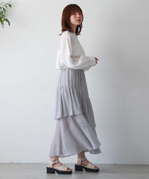 archives(アルシーヴ)の「【EC限定アイテム】ランダムティアードスカート/(スカート・レディース・アイボリー/ブルーグレー/オレンジ/シルバーグレー/ブラック・MEDIUM)」の21枚目の写真