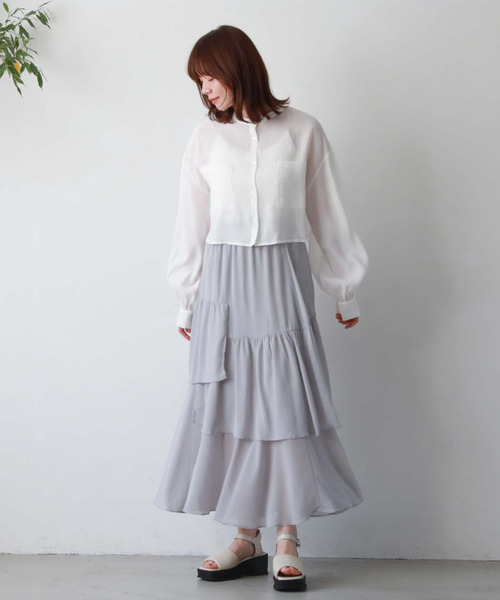 archives(アルシーヴ)の「【EC限定アイテム】ランダムティアードスカート/(スカート・レディース・アイボリー/ブルーグレー/オレンジ/シルバーグレー/ブラック・MEDIUM)」の22枚目の写真