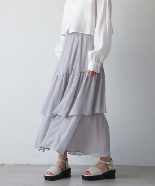 archives(アルシーヴ)の「【EC限定アイテム】ランダムティアードスカート/(スカート・レディース・アイボリー/ブルーグレー/オレンジ/シルバーグレー/ブラック・MEDIUM)」の17枚目の写真