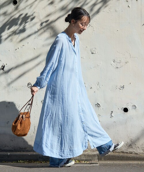 FREAK'S STORE（フリークスストア）の「インド シングルガーゼ シアー ワンピース（ワンピース・レディース・ラベンダー/オフホワイト/サックスブルー/ブラック・ﾌﾘ-）」の3枚目の写真