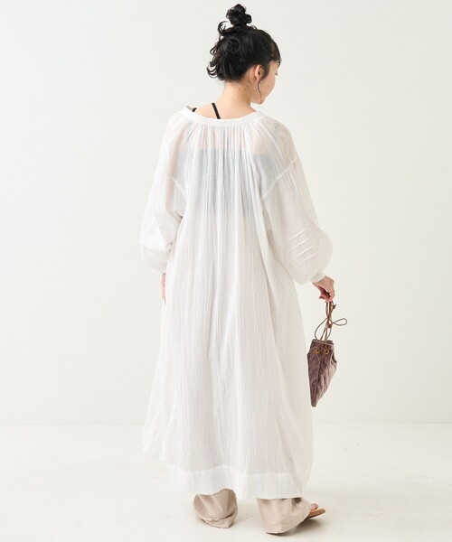 FREAK'S STORE（フリークスストア）の「インド シングルガーゼ シアー ワンピース（ワンピース・レディース・ラベンダー/オフホワイト/サックスブルー/ブラック・ﾌﾘ-）」の18枚目の写真