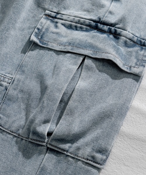 HOOK（フック）の「【HOOK】古着風ビッグポケット付きウォッシュ加工デニムカーゴパンツ（カーゴパンツ・メンズ・ブラック/ブルー・M/L/XL/XXL）」の12枚目の写真