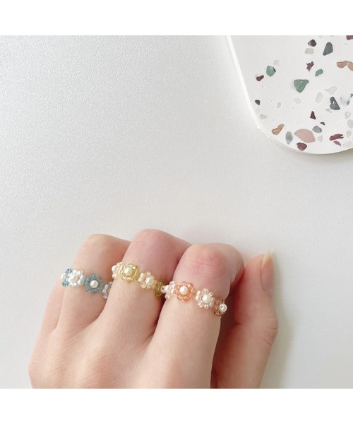 tone（トーン）の「【tanmen】フラワービーズリング(MA)（リング・レディース・ピンク系その他/ブルー/グリーン・FREE）」の8枚目の写真