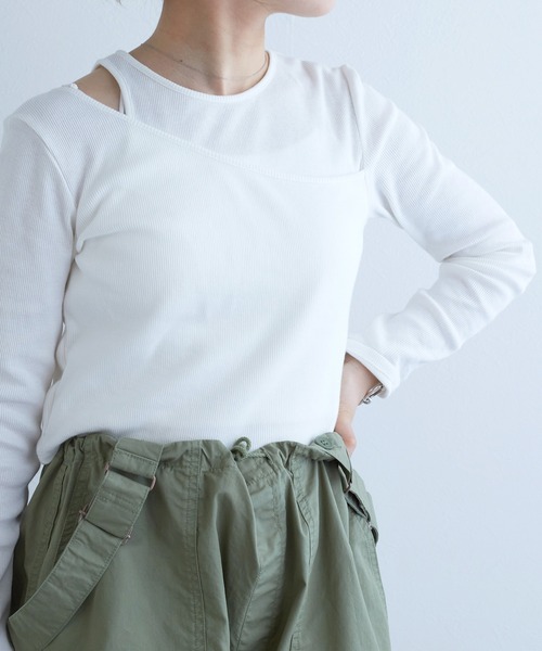 w closet（ダブルクローゼット）の「レイヤード風カットソー（Tシャツ/カットソー・レディース・オレンジ/ブラック/オフホワイト・FREE）」の12枚目の写真