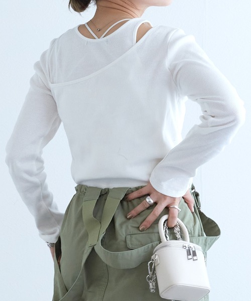 w closet（ダブルクローゼット）の「レイヤード風カットソー（Tシャツ/カットソー・レディース・オレンジ/ブラック/オフホワイト・FREE）」の13枚目の写真