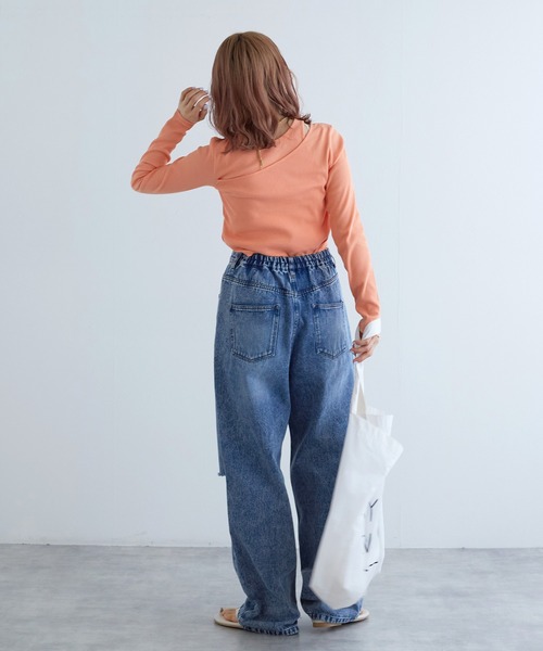 w closet（ダブルクローゼット）の「レイヤード風カットソー（Tシャツ/カットソー・レディース・オレンジ/ブラック/オフホワイト・FREE）」の20枚目の写真