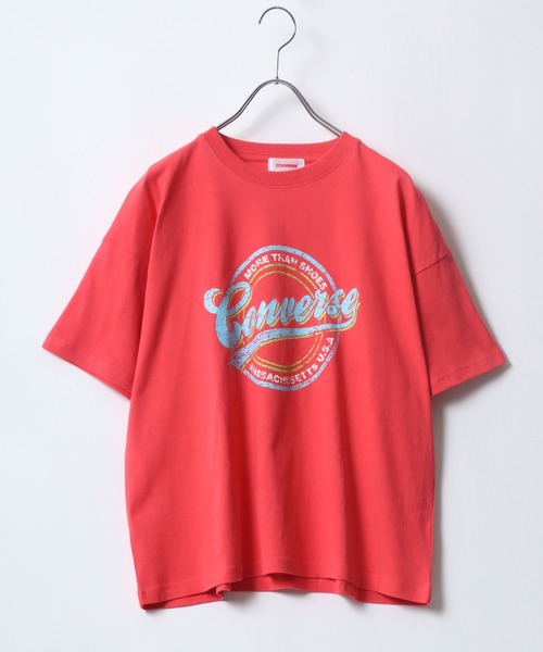 CONVERSE(コンバース)の「CONVERSE(コンバース)ブランドロゴ サークルプリントTシャツ(Tシャツ/カットソー・レディース・ホワイト系その他/レッド/ブラック/ブルー・L/M)」の1枚目の写真