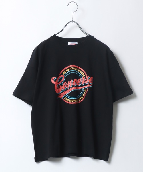 CONVERSE(コンバース)の「CONVERSE(コンバース)ブランドロゴ サークルプリントTシャツ(Tシャツ/カットソー・レディース・ホワイト系その他/レッド/ブラック/ブルー・L/M)」の3枚目の写真