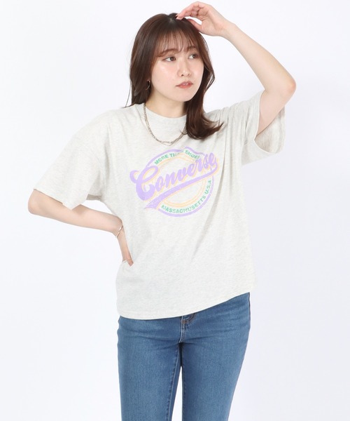 CONVERSE(コンバース)の「CONVERSE(コンバース)ブランドロゴ サークルプリントTシャツ(Tシャツ/カットソー・レディース・ホワイト系その他/レッド/ブラック/ブルー・L/M)」の5枚目の写真