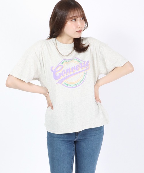 CONVERSE(コンバース)の「CONVERSE(コンバース)ブランドロゴ サークルプリントTシャツ(Tシャツ/カットソー・レディース・ホワイト系その他/レッド/ブラック/ブルー・L/M)」の6枚目の写真