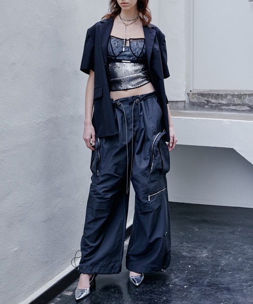 PRANK PROJECT（プランクプロジェクト）の「レーススパンコールキャミ / Lace Sequin Camisole（キャミソール・レディース・シルバー/ブラック・FREE）」の7枚目の写真