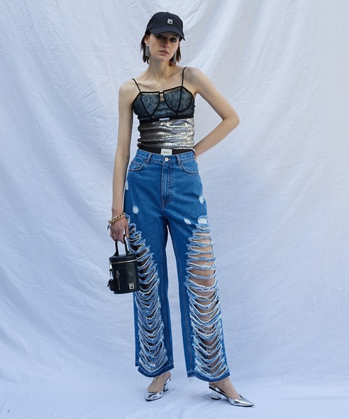 PRANK PROJECT（プランクプロジェクト）の「レーススパンコールキャミ / Lace Sequin Camisole（キャミソール・レディース・シルバー/ブラック・FREE）」の8枚目の写真