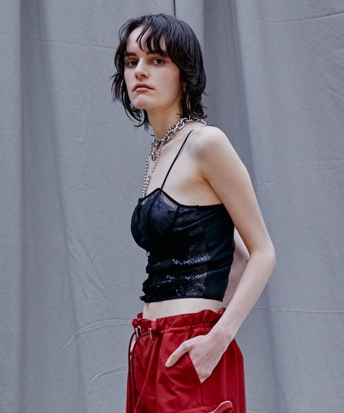 PRANK PROJECT（プランクプロジェクト）の「レーススパンコールキャミ / Lace Sequin Camisole（キャミソール・レディース・シルバー/ブラック・FREE）」の11枚目の写真